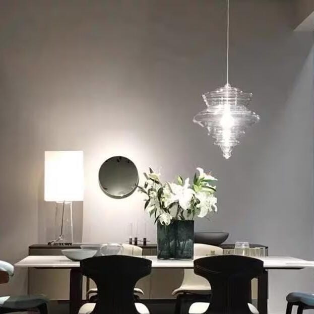 Customer photo review of Glass Pendant Light, Handcrafted Tiered Shade, Adjustable 150 cm Cord