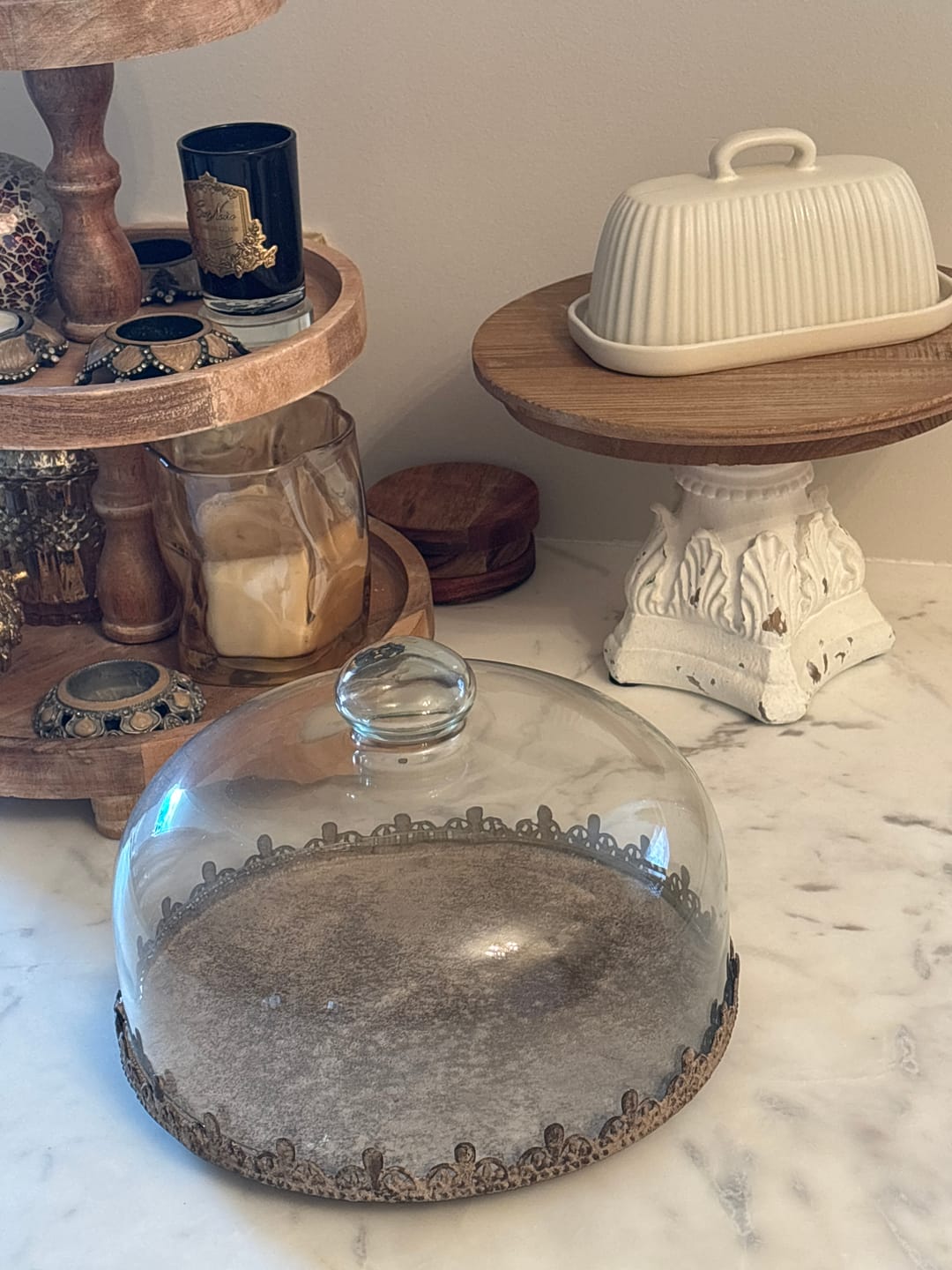 Customer photo review of Lilou French Provincial Glass Cake Dome, Footed Metal Tray, Pierced Crown Edge