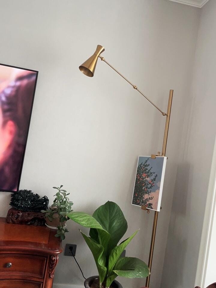 Customer photo review of Gold Floor Lamp, Marble Base, Adjustable Arc Arm, Cone Shade, 170 cm