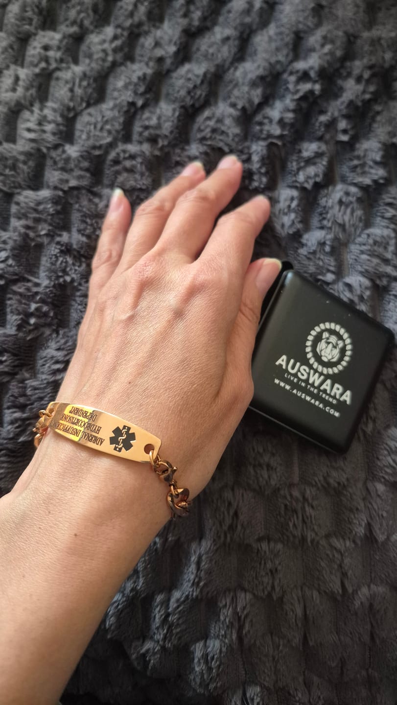 Customer photo review of Classic Rose Gold Medical Alert ID Chain Bracelet