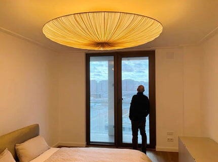 Customer photo review of Fabric Ceiling Light, Beige Shade, Iron Frame, Flush Mount, 50 cm