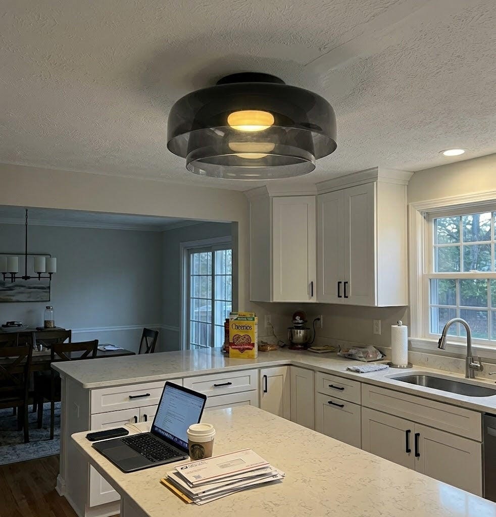 Customer photo review of Layered Glass Ceiling Light, Green, Smoky Grey or Orange, Built-In LED