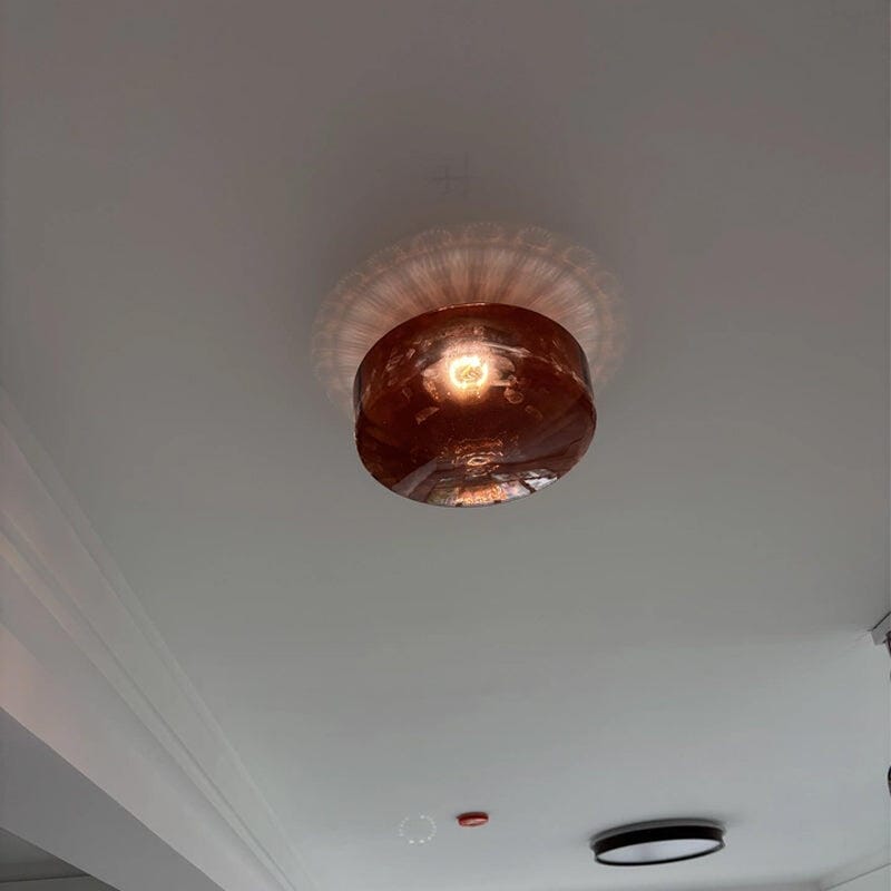Customer photo review of Ribbed Glass Dome Ceiling Light for Hallway, Brown or Green, 30 cm