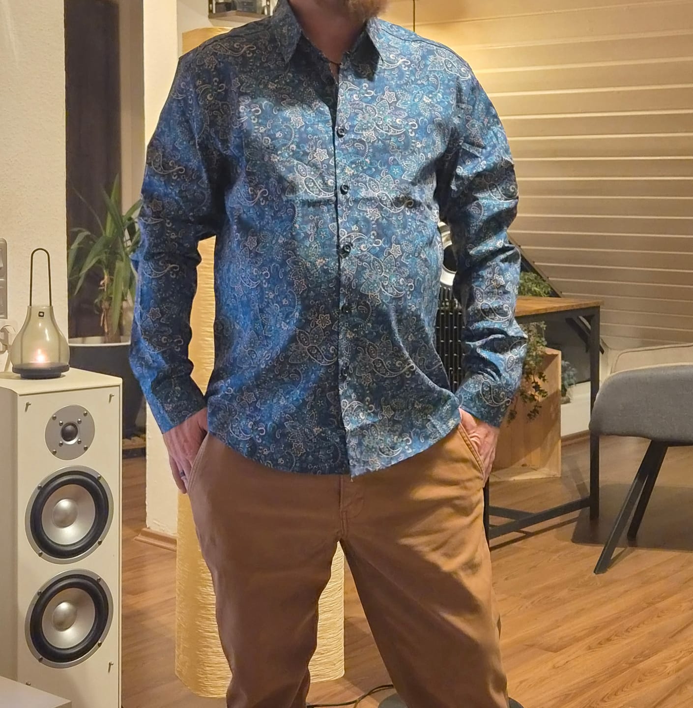 Customer photo review of Herren Baumwolle Vintage Paisley-Muster Marineblau Langarmhemd