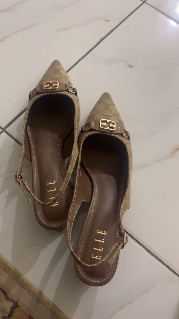 Customer photo review of Esme Microfiber Leather Pumps In Brown