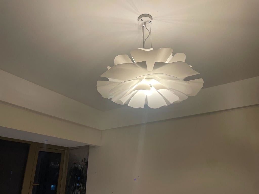 Customer photo review of Pendant Light, White Acrylic Petal Shade, Metal Frame, 150 cm Cord
