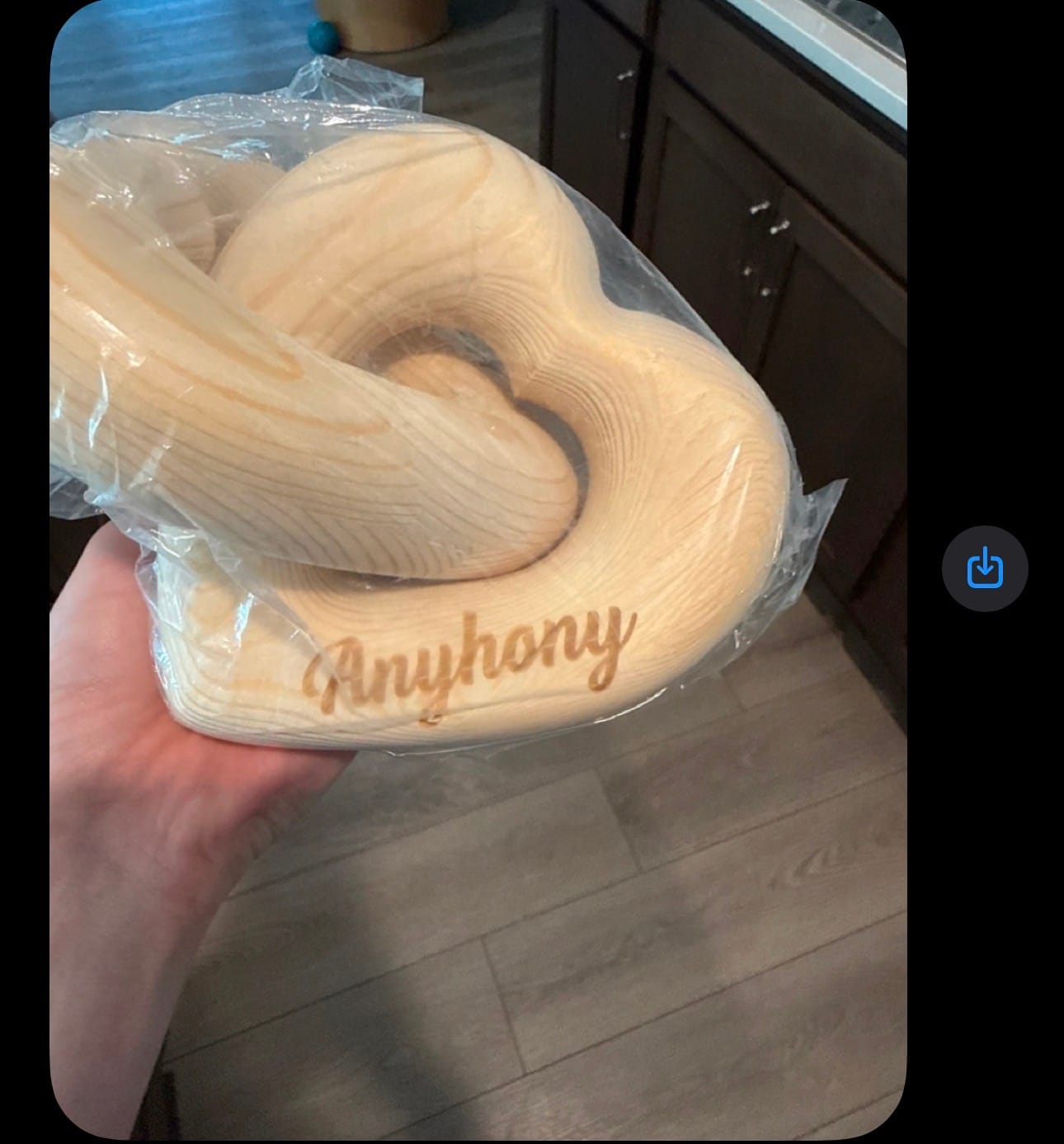 Customer photo review of Personalized Interlocking Wood Infinity Heart Sculpture With Names | Romantic Valentine's Day Anniversary Wedding Keepsake Gift for Couples