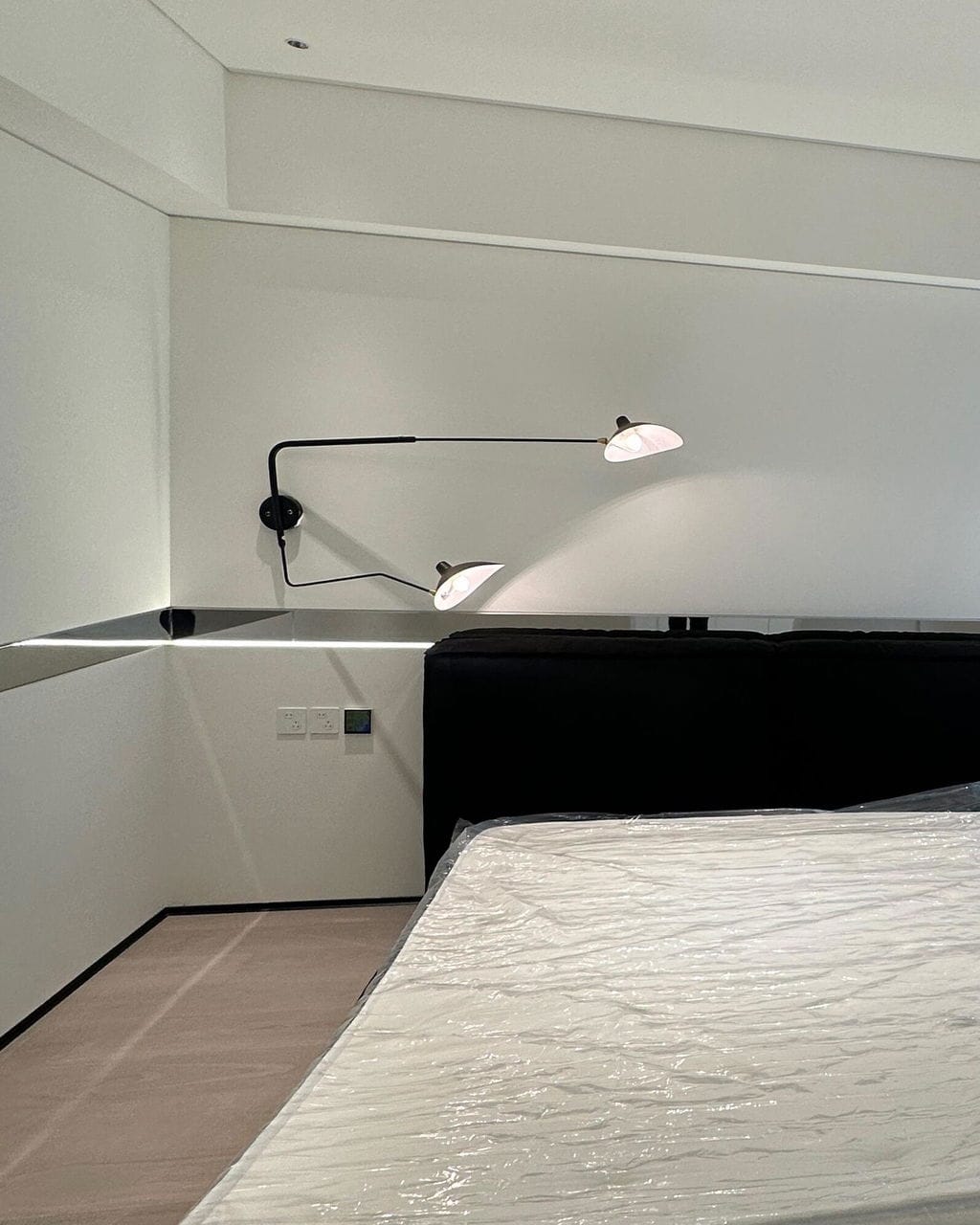 Customer photo review of Wall Light, Adjustable Curved Arm, Brass Joints, Wall Sconce