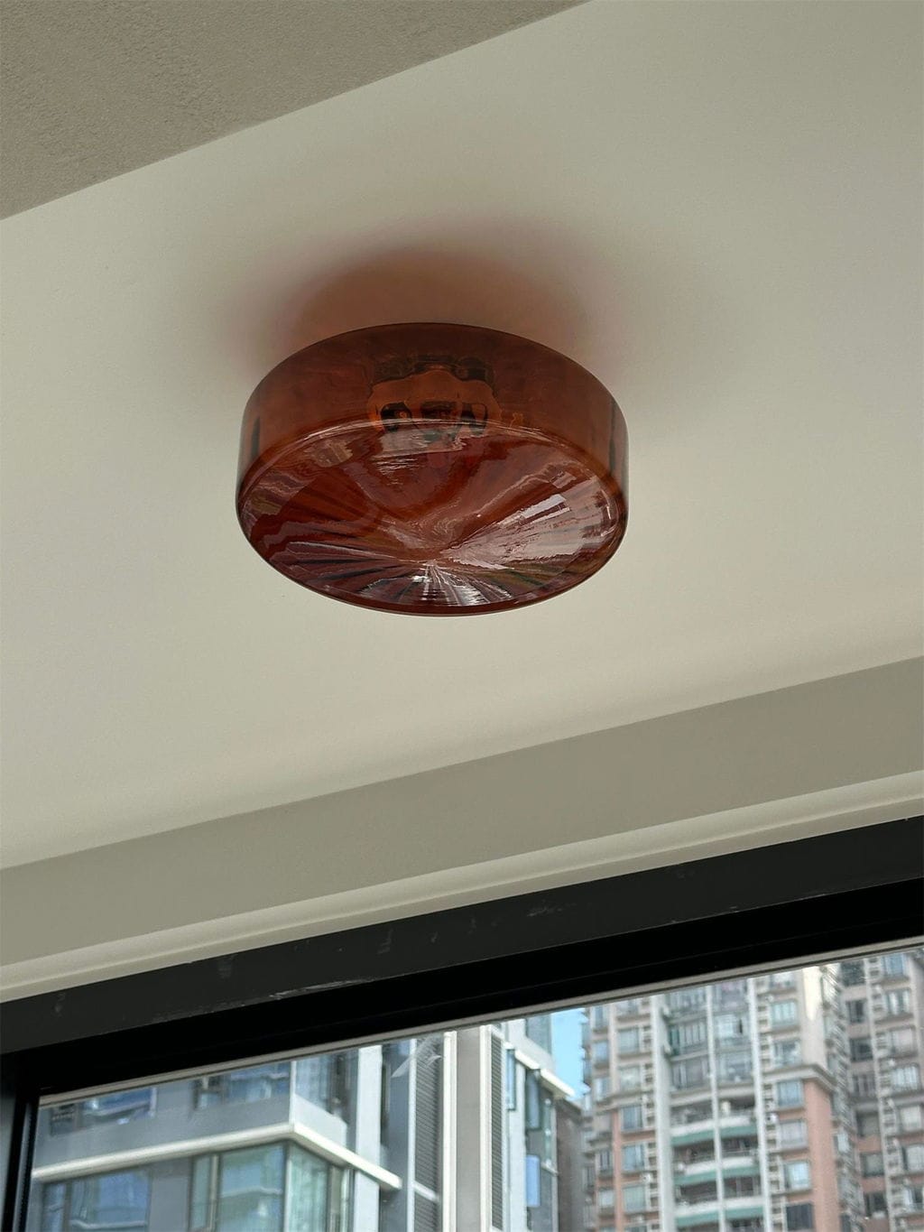 Customer photo review of Ribbed Glass Dome Ceiling Light for Hallway, Brown or Green, 30 cm