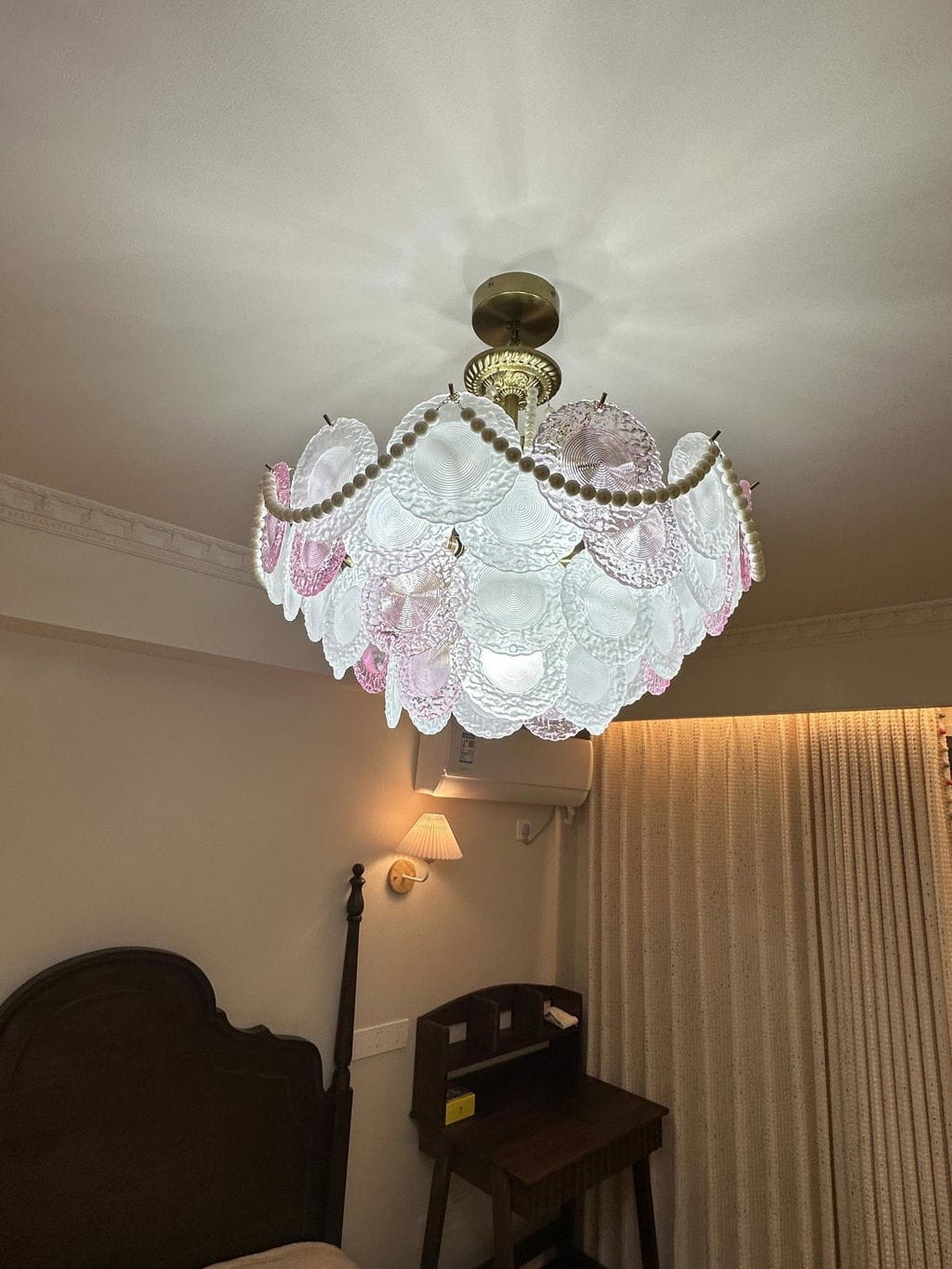 Customer photo review of Gold Pendant Light, Cascading Petal Chandelier, Glass, 50 to 80 cm
