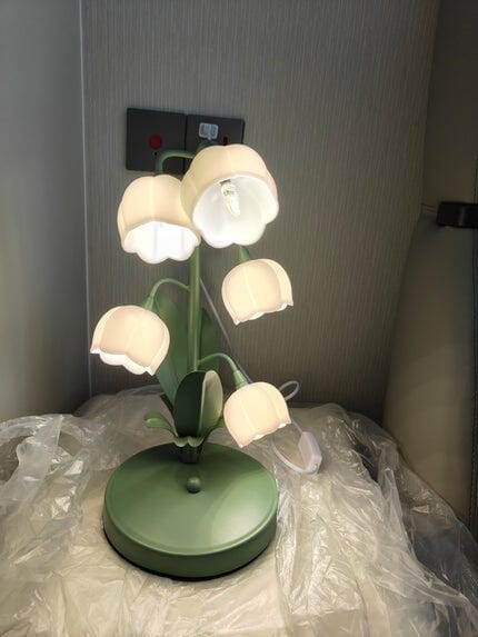 Customer photo review of Table Lamp, Five Frosted Shades on Curved Stems, Green, 36 cm