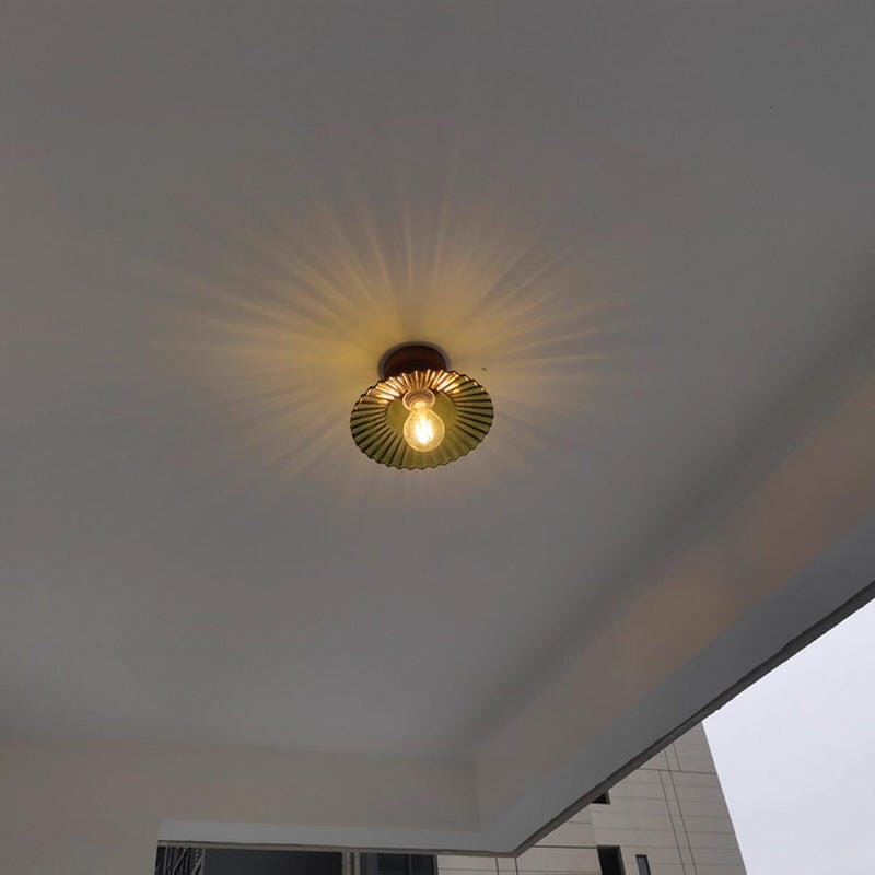 Customer photo review of Ribbed Glass Ceiling Light, Gold Frame, Green or Clear, 22 cm