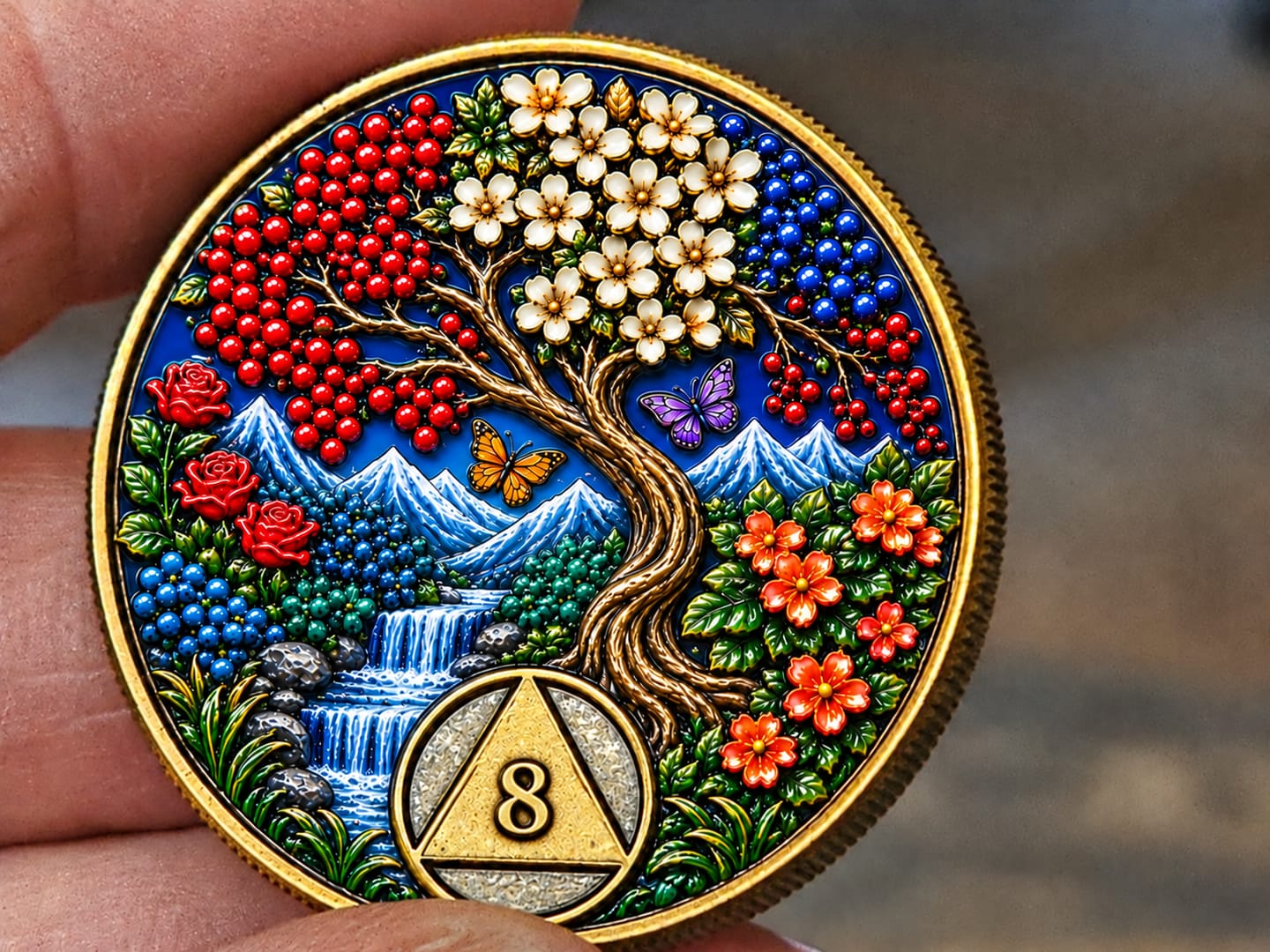 Customer photo review of Custom  Wolf Sobriety Coin