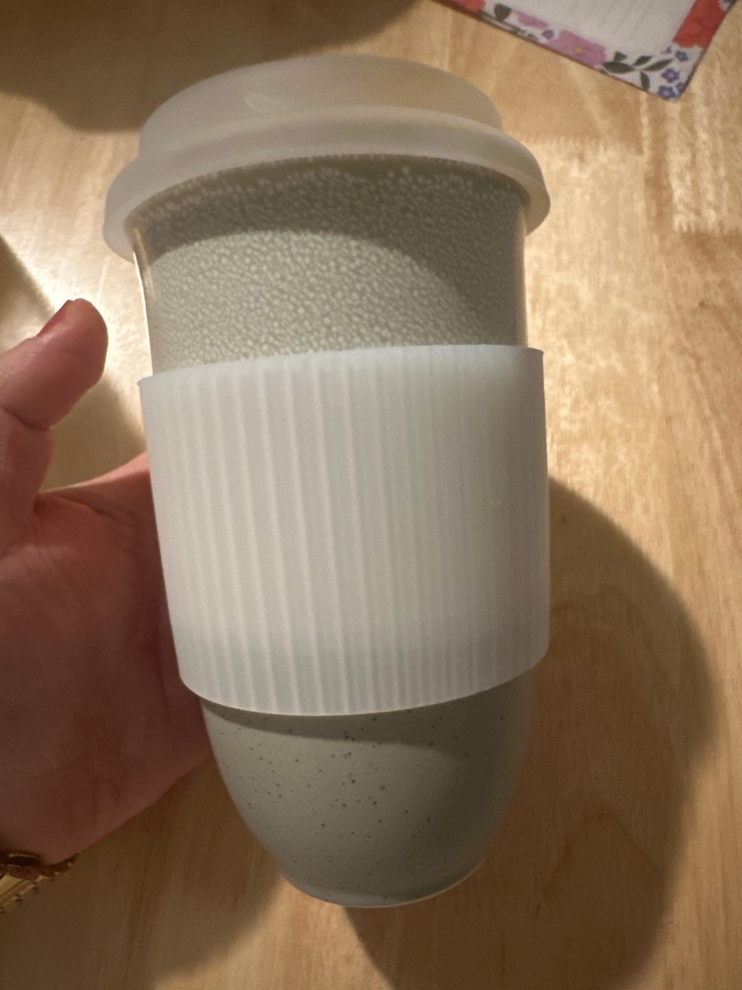 Customer photo review of Clear Lid and Sleeve for 12oz cup