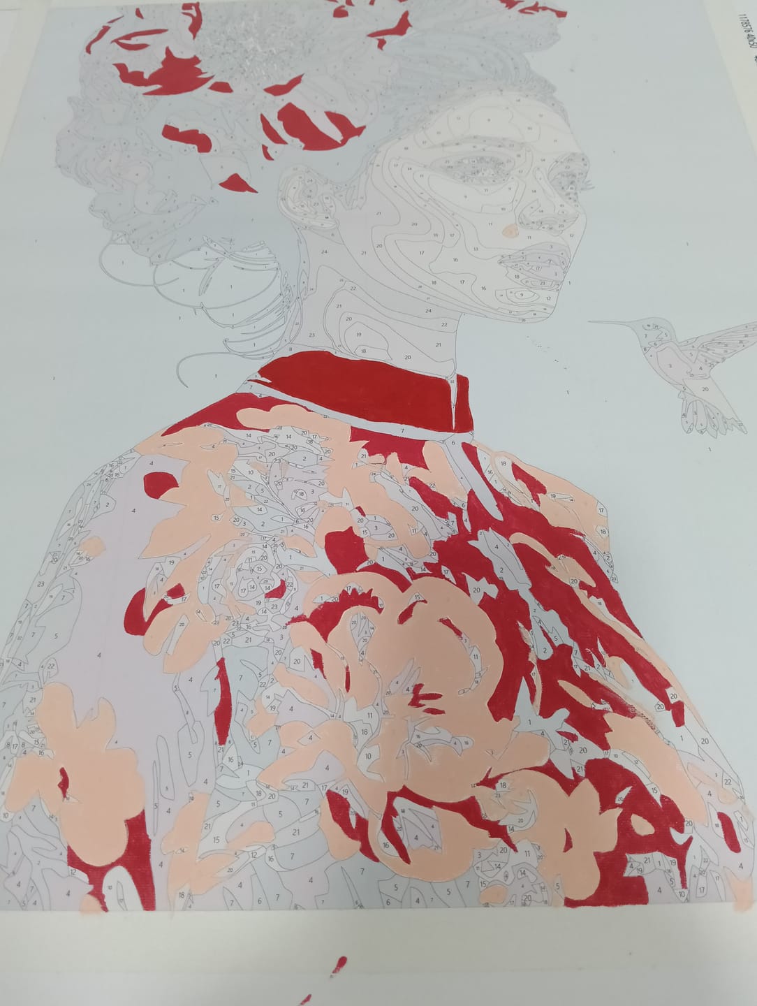 Customer photo review of Scarlet Blossom Muse | Paint by Number