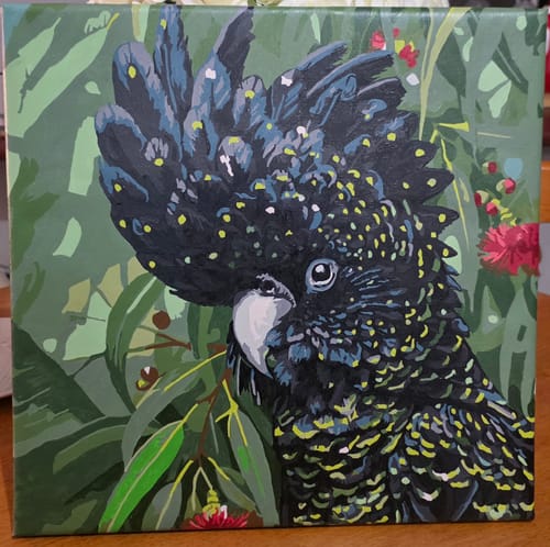 Customer photo review of Black Cockatoo Amidst Blossoms (Paint by Numbers)