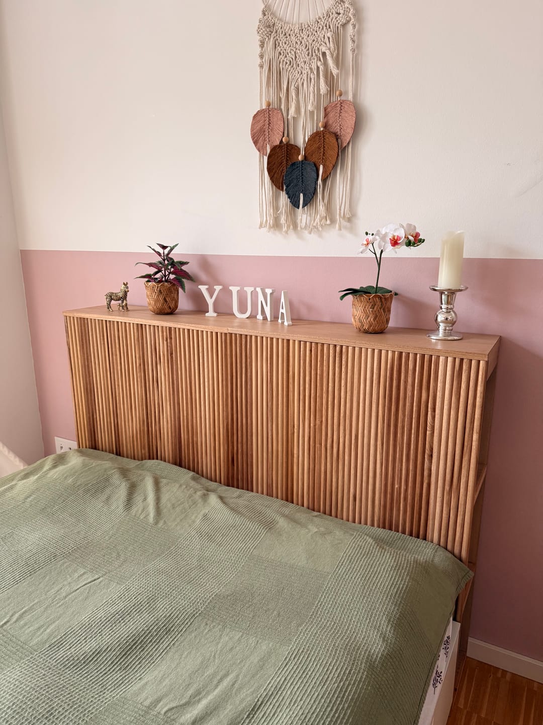 Customer photo review of ESLOV - Tête de lit 140 en bois avec rangements