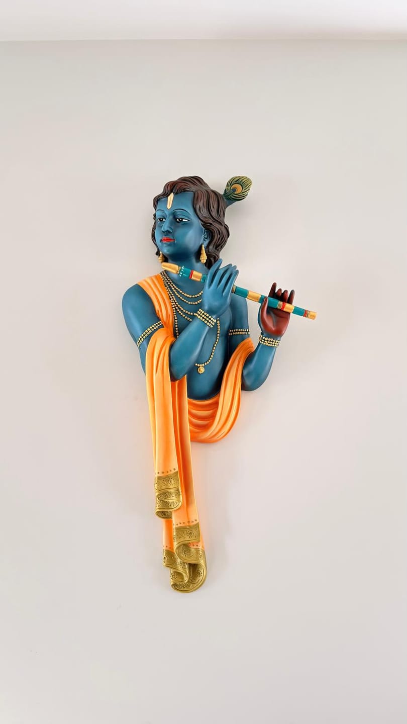 Customer photo review of Lord Krishna Wall Mural 3.5x1.5ft | Devotional Sculpture for Home & Pooja Room