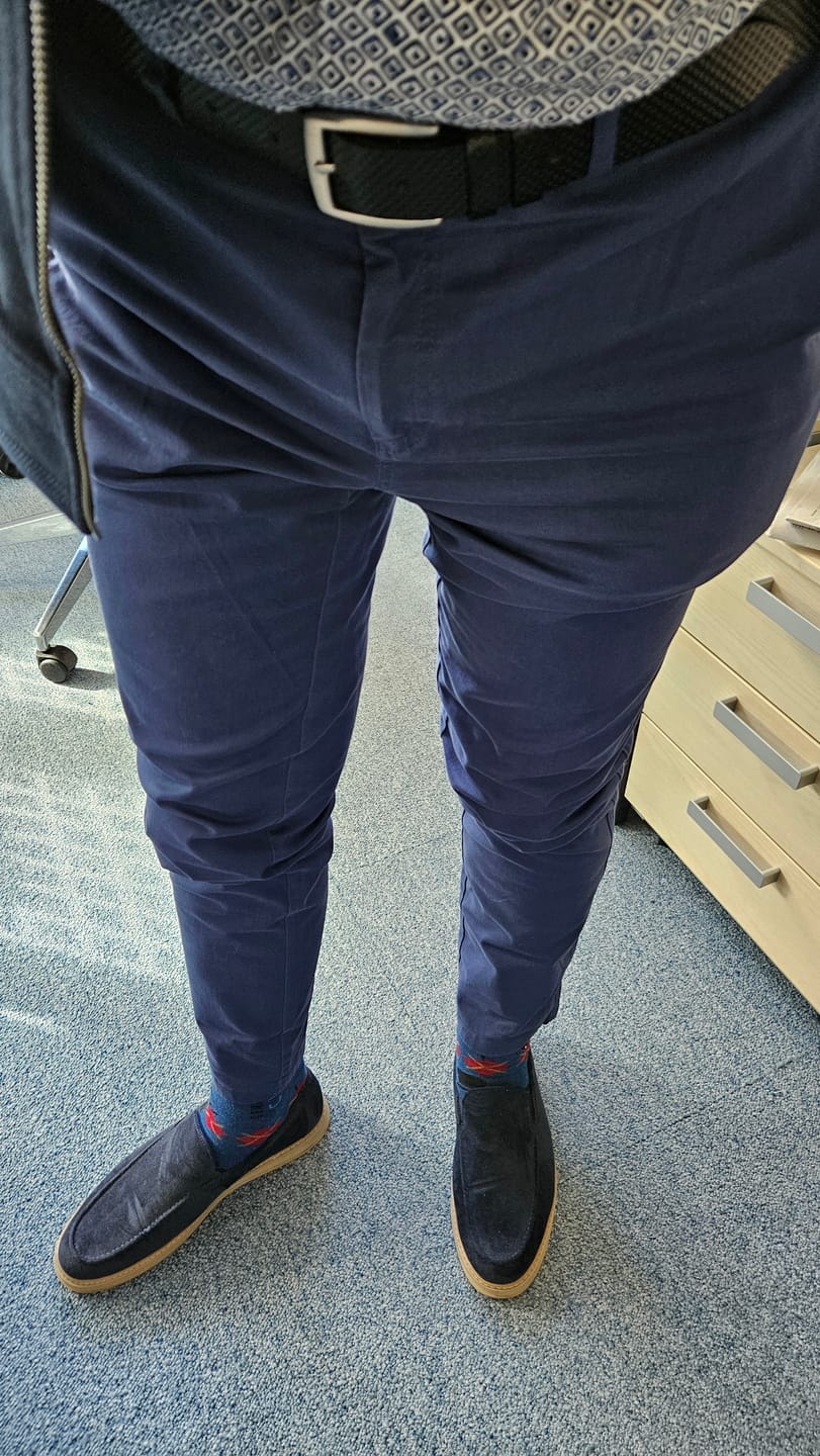 Customer photo review of REYKJAVIK SPODNIE CHINOS MORSKI NIEBIESKI