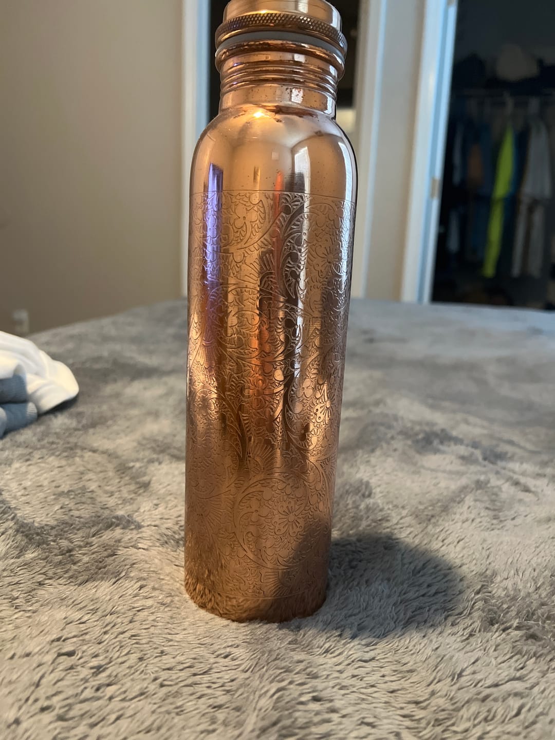 Customer photo review of Special Edition Mandala Engraved Copper Water Bottle | Spiritual Wellness & Meditation Design