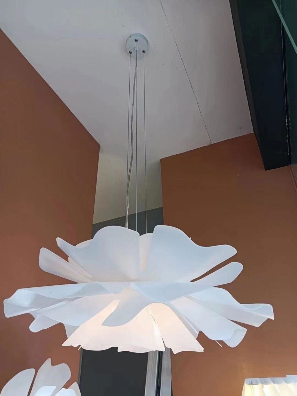 Customer photo review of Pendant Light, White Acrylic Petal Shade, Metal Frame, 150 cm Cord
