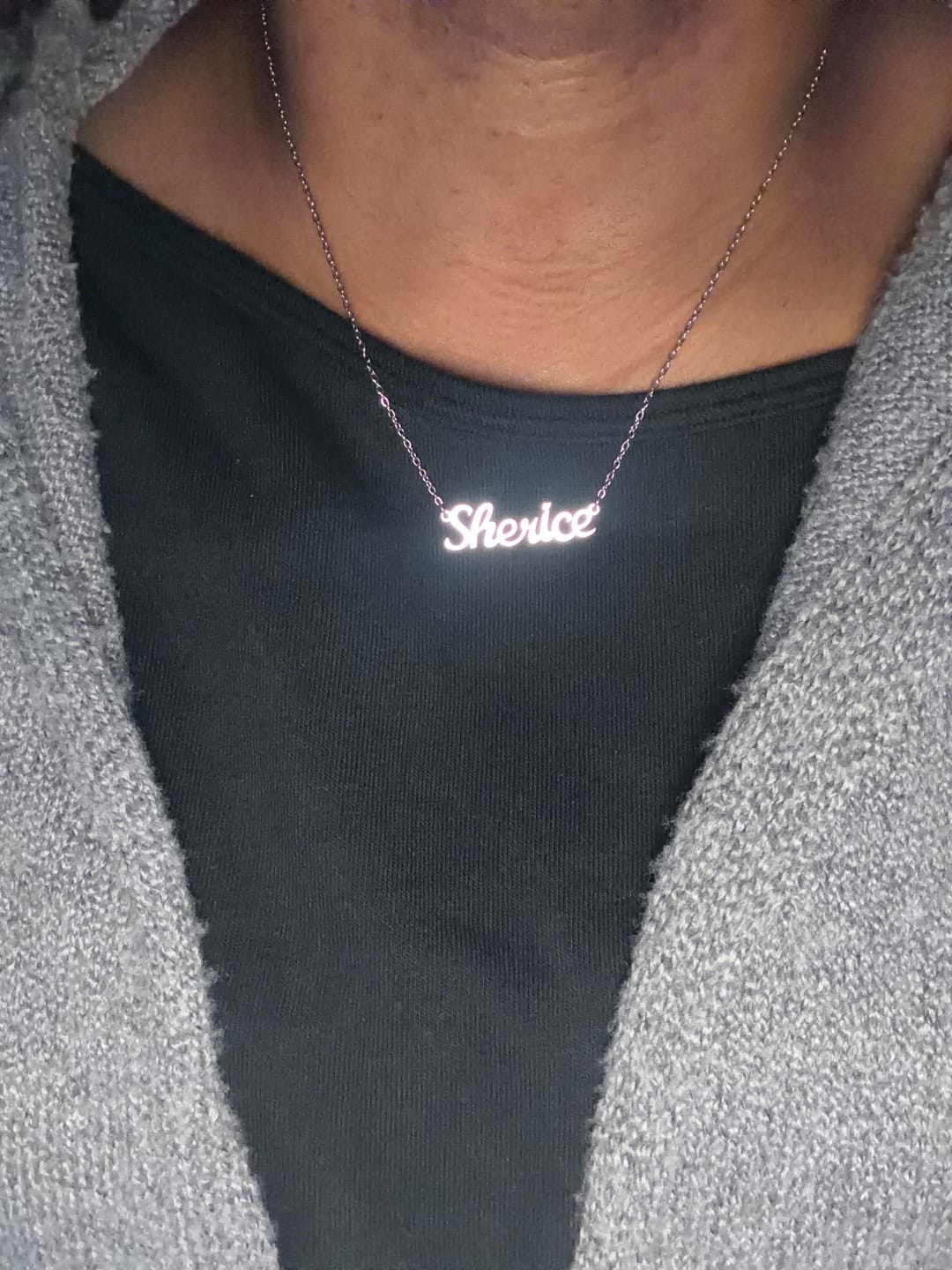 Customer photo review of Diamond Cut Heart Name Necklace