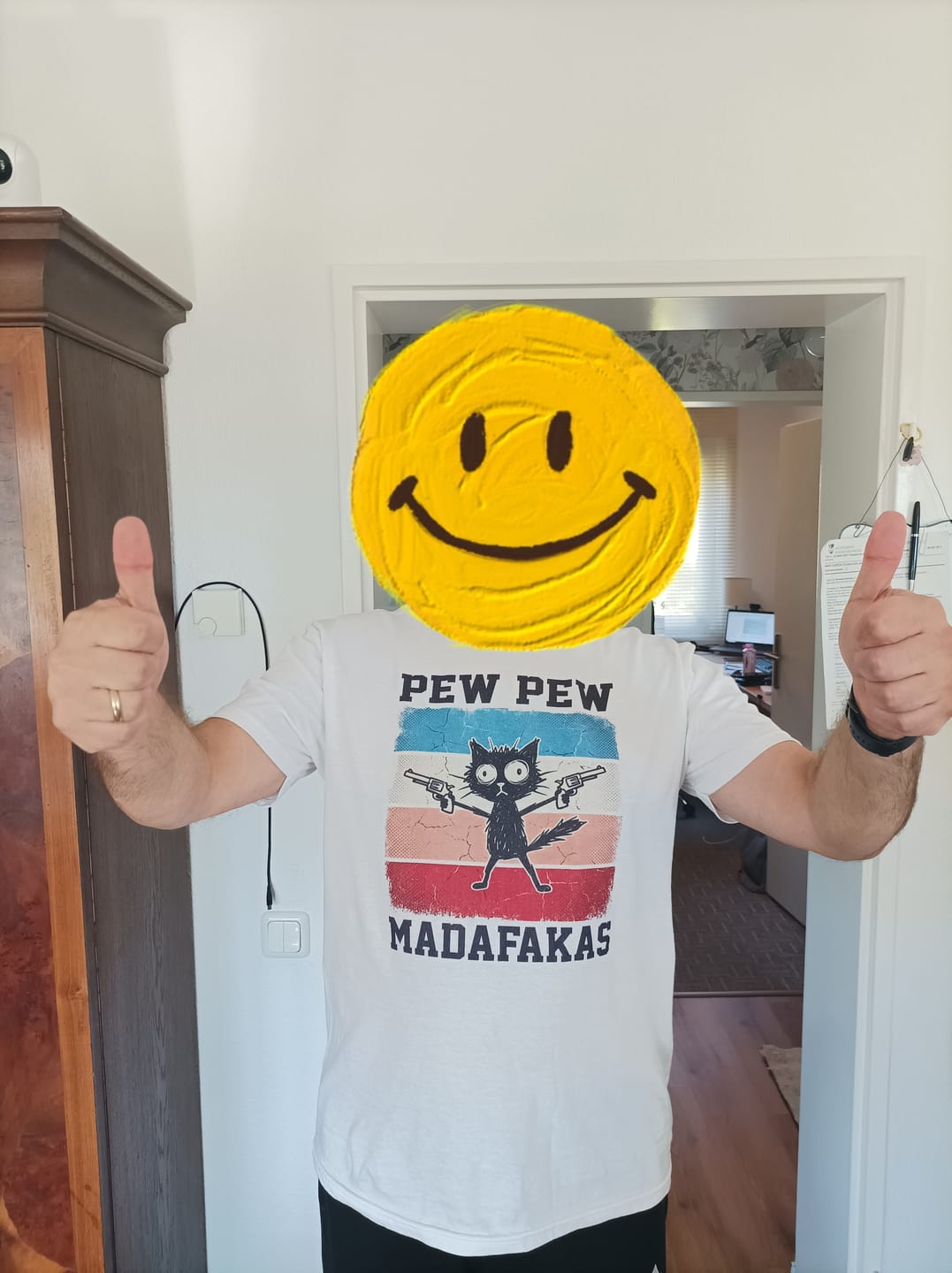 Customer photo review of Pew Pew Madafakas - T-Shirt