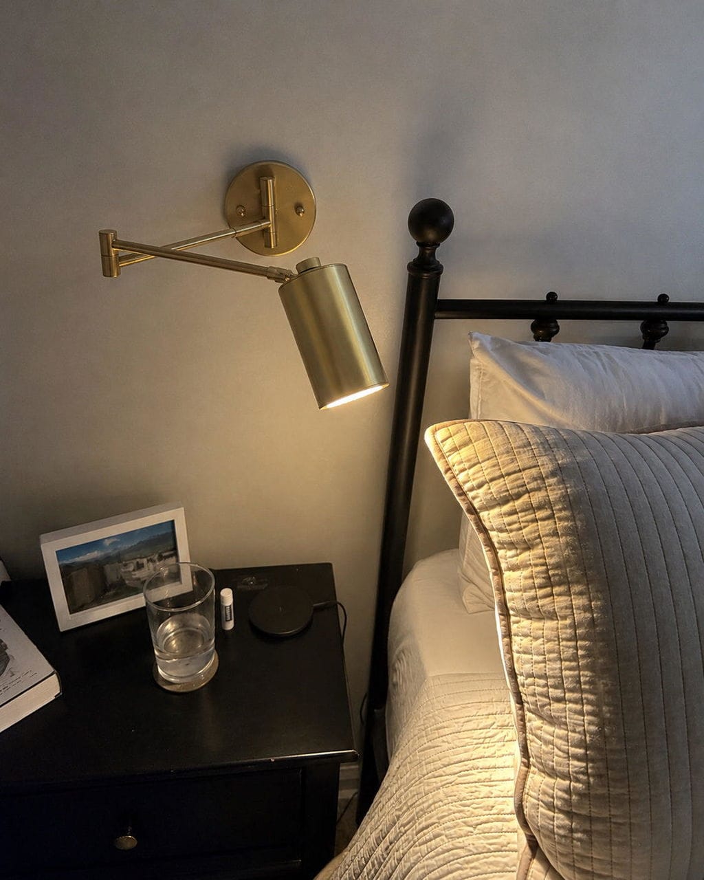 Customer photo review of Wall Light, Gold Iron Swing Arm, 6 cm Shade, Hardwired, Wall Sconce