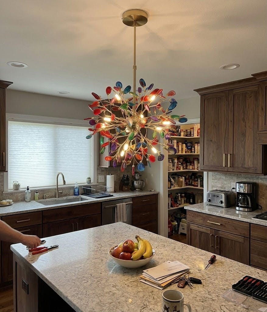 Customer photo review of Radiating Agate Chandelier, Rose Gold Frame, 12 or 18 Heads