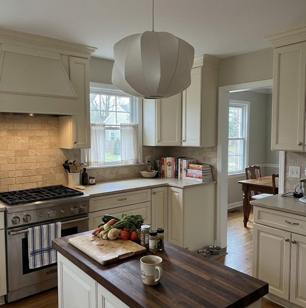 Customer photo review of Pendant Light, White Mulberry Silk Shade, Steel Wire Frame, Hardwired