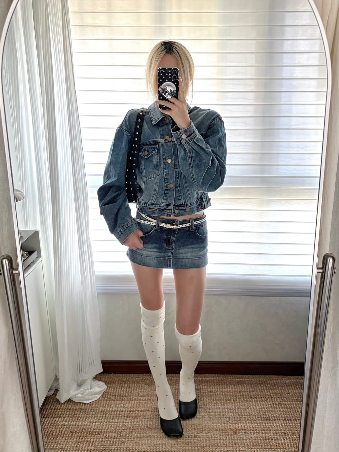 Customer photo review of IAMXIAA Cropped Denim Jacket & Mini Skirt Set