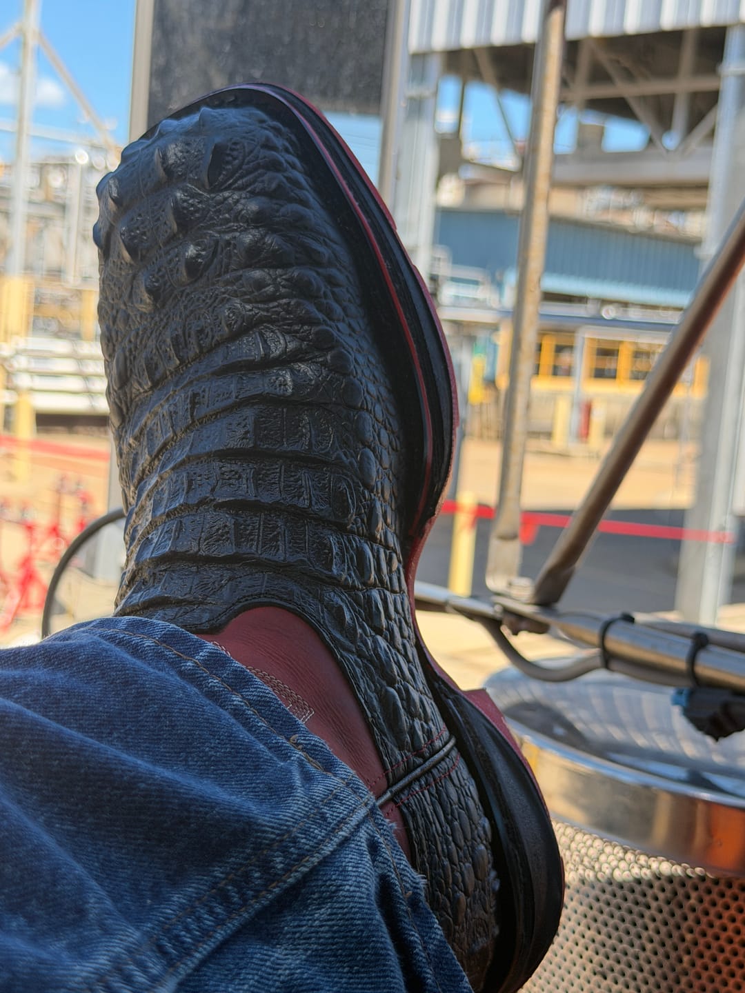 Customer photo review of Black Caiman Neck Leather Boots With 3D Lightweight Sole - Composite Toe