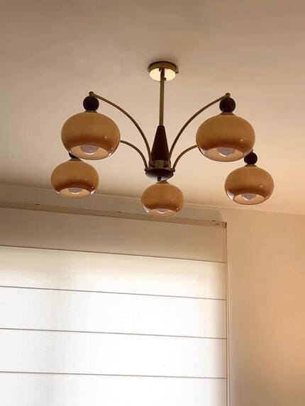 Customer photo review of Glass Chandelier, Caramel Heads, Metal and Wood Frame, 30 cm Rod
