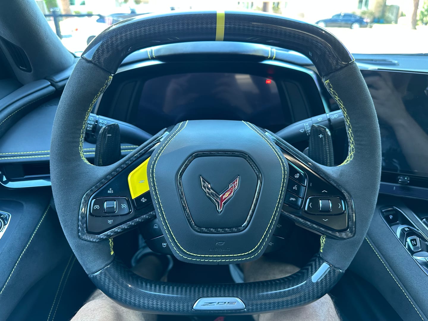 Customer photo review of C8 Corvette Real Carbon Fiber Steering Wheel Airbag Chrome Delete Trim Cover | Interior Upgrade (2020–2026)
