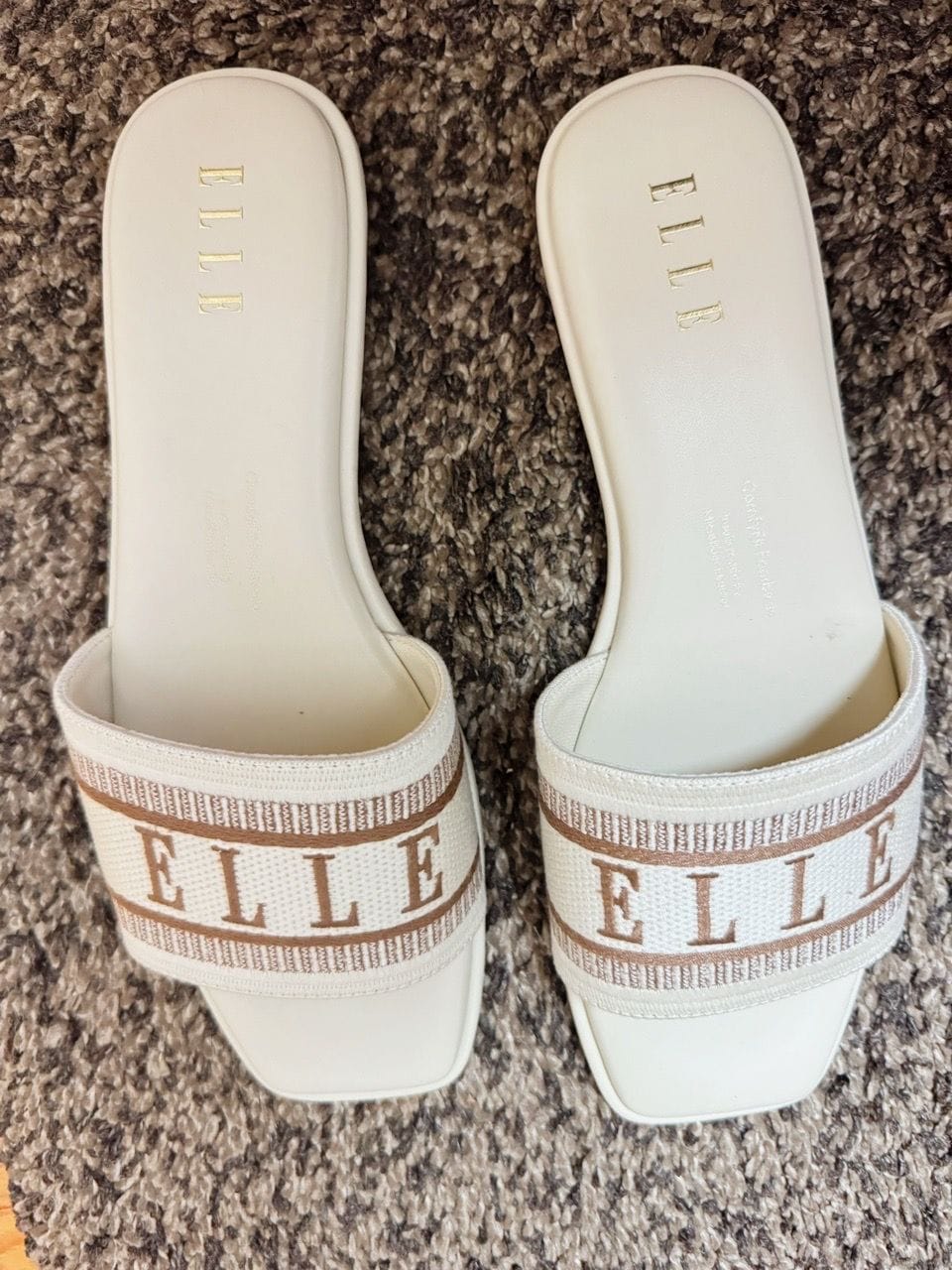 Customer photo review of Renee Logo Stitch Slip-on Sandals In Almond