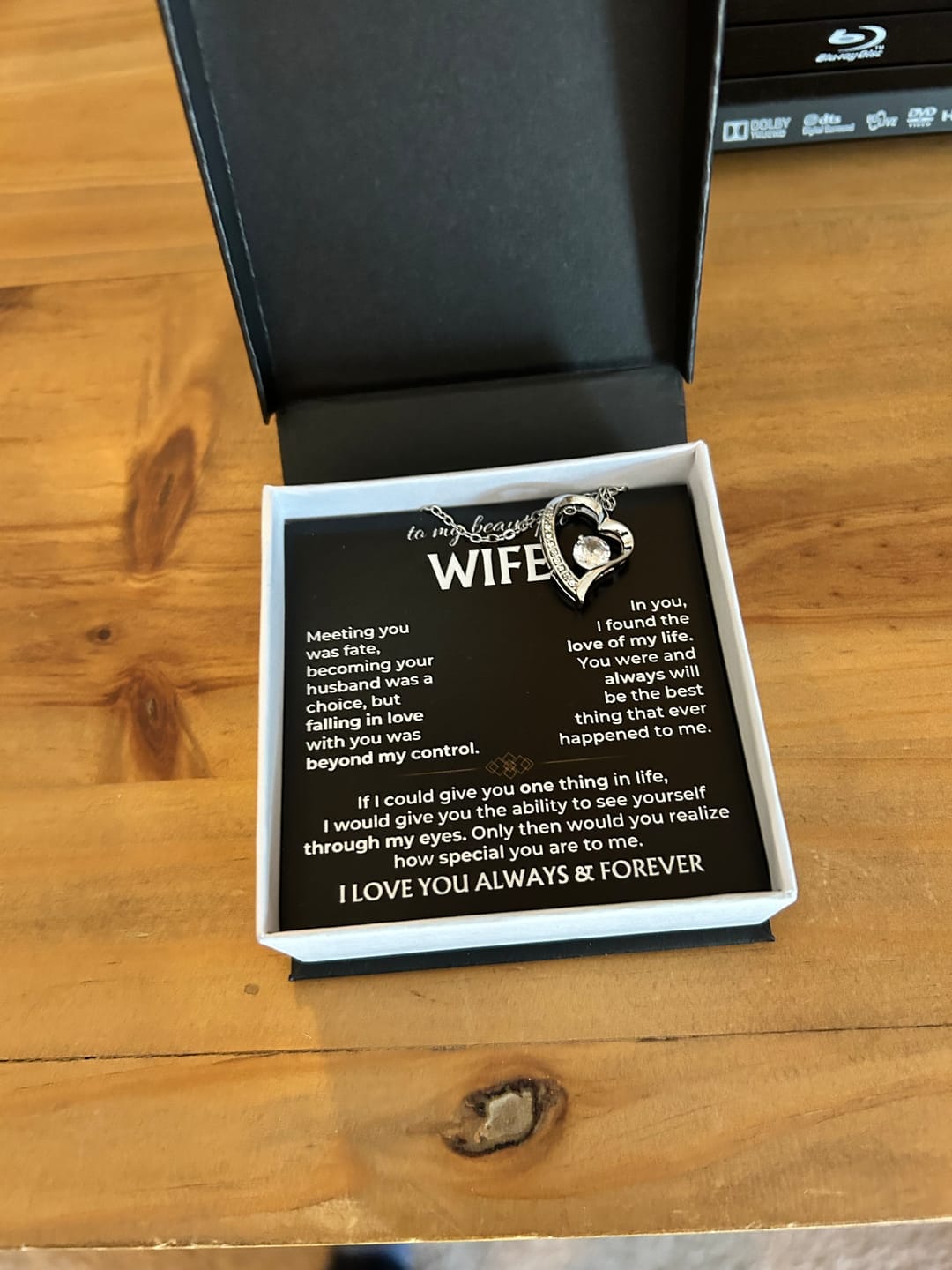 Customer photo review of To My Beautiful Wife Forever Love Necklace | Love of My Life Gift from Husband