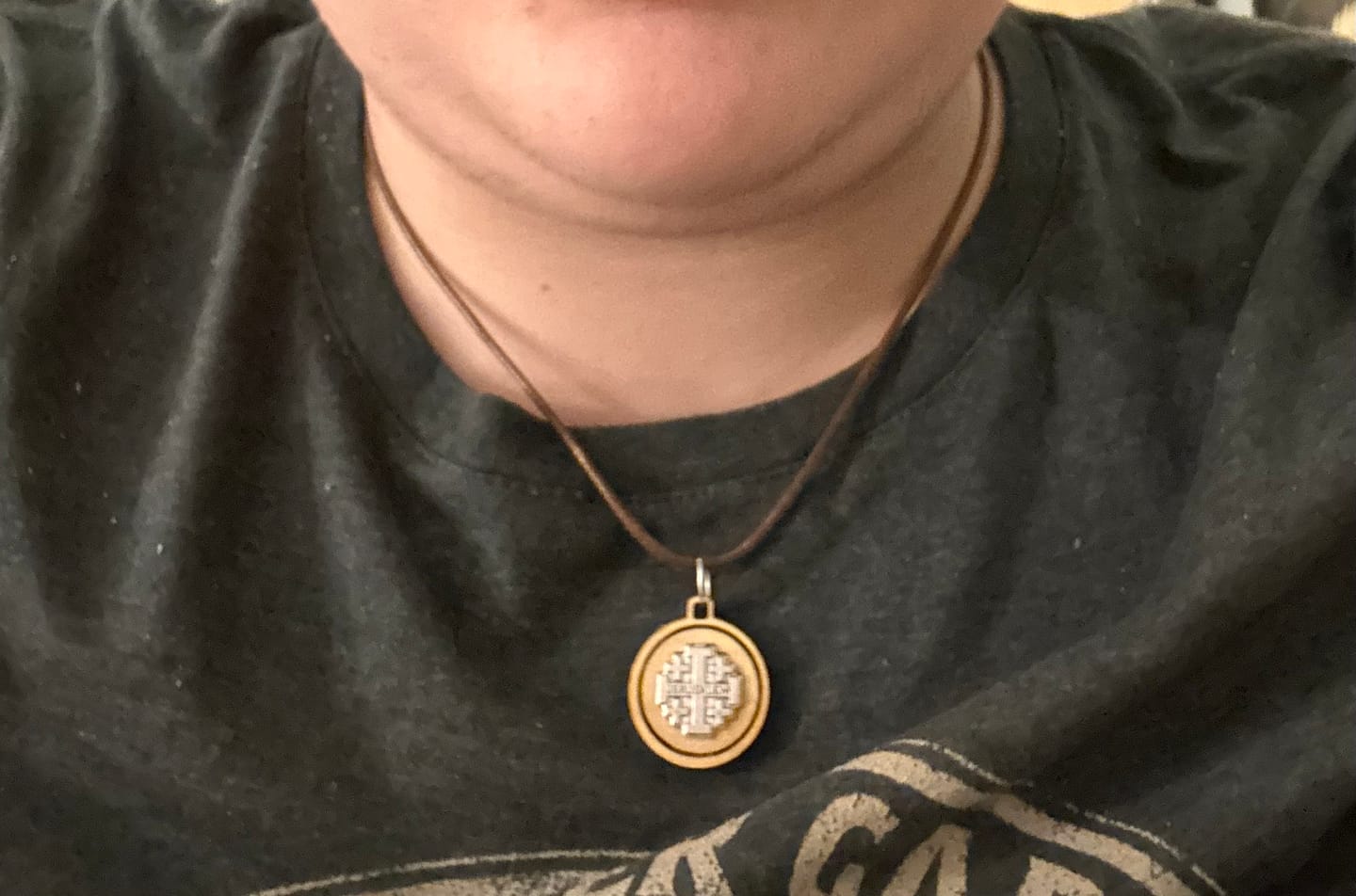 Customer photo review of NEW* Holy Land Olive Wood Jerusalem Pendant with Metal Cross