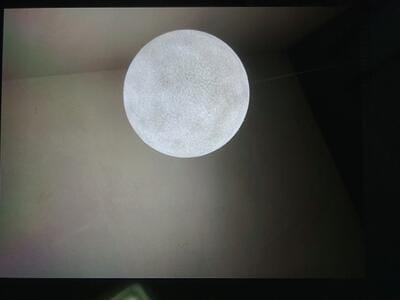Customer photo review of Pendant Light, Textured White Sphere, Resin and Fibre Shade