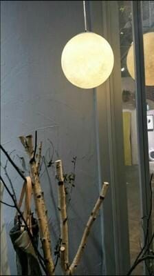Customer photo review of Pendant Light, Textured White Sphere, Resin and Fibre Shade