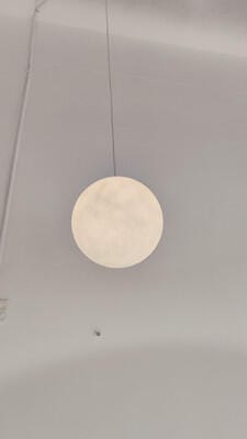 Customer photo review of Pendant Light, Textured White Sphere, Resin and Fibre Shade