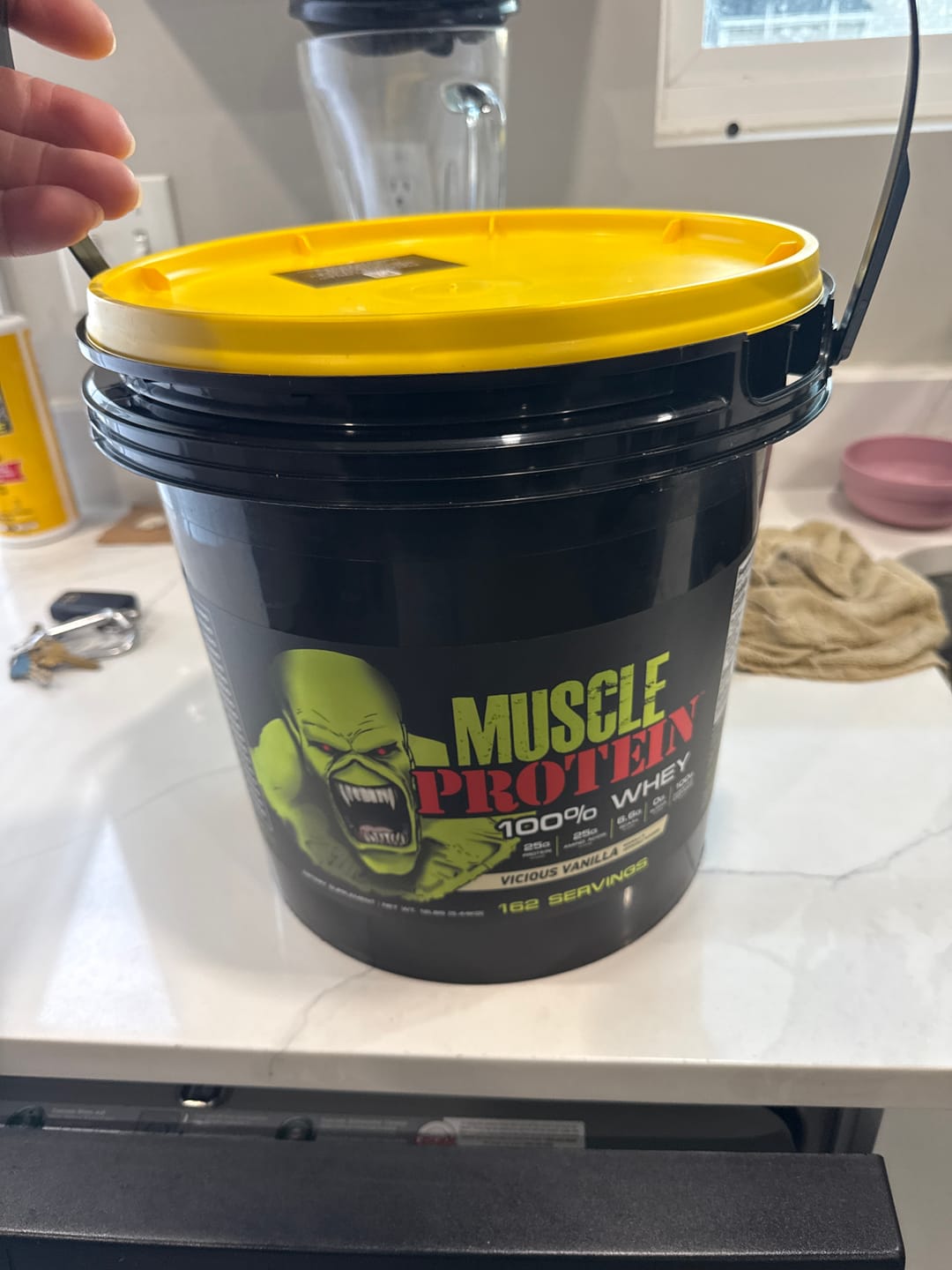 Customer photo review of Whey Protein Powder Bucket
