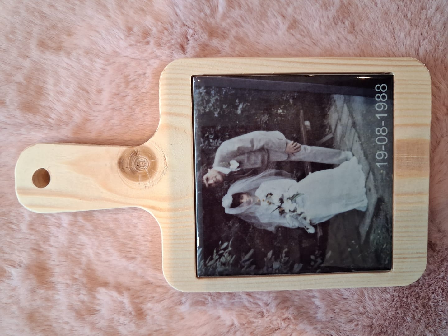 Customer photo review of Houten Kaasplank Rechthoek met Keramische Tegel voor sublimatie