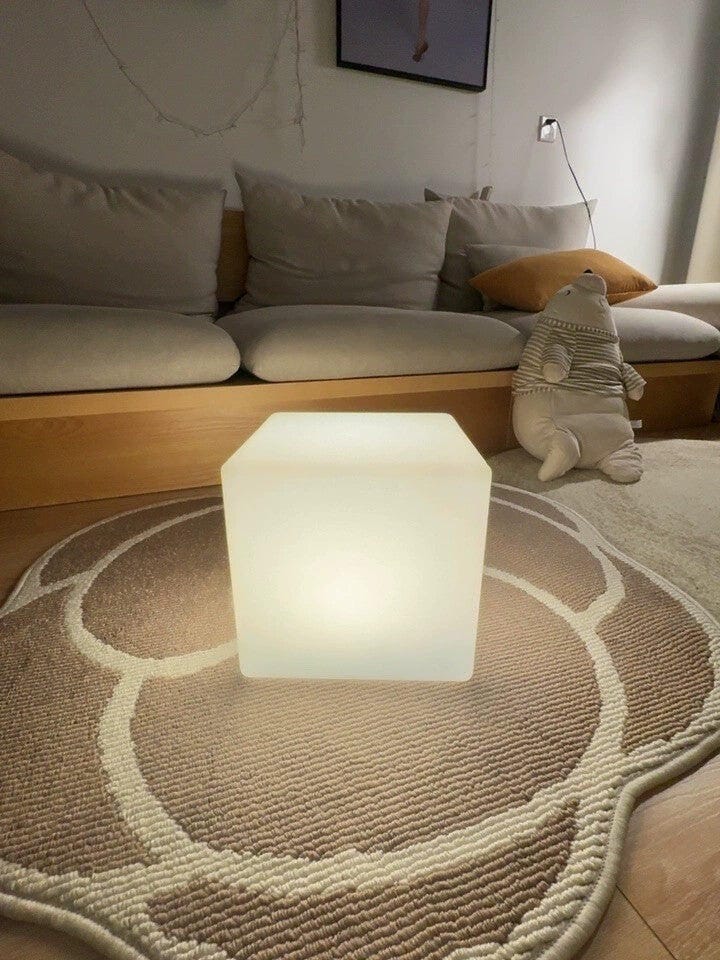 Customer photo review of Floor Lamp, Translucent White Cube Shade, Plug In, 20 to 40 cm