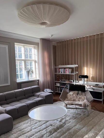 Customer photo review of Fabric Ceiling Light, Beige Shade, Iron Frame, Flush Mount, 50 cm
