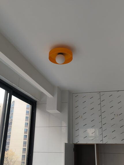 Customer photo review of Glass Disc and Orb Ceiling Light, Matte Black Frame, 25 cm
