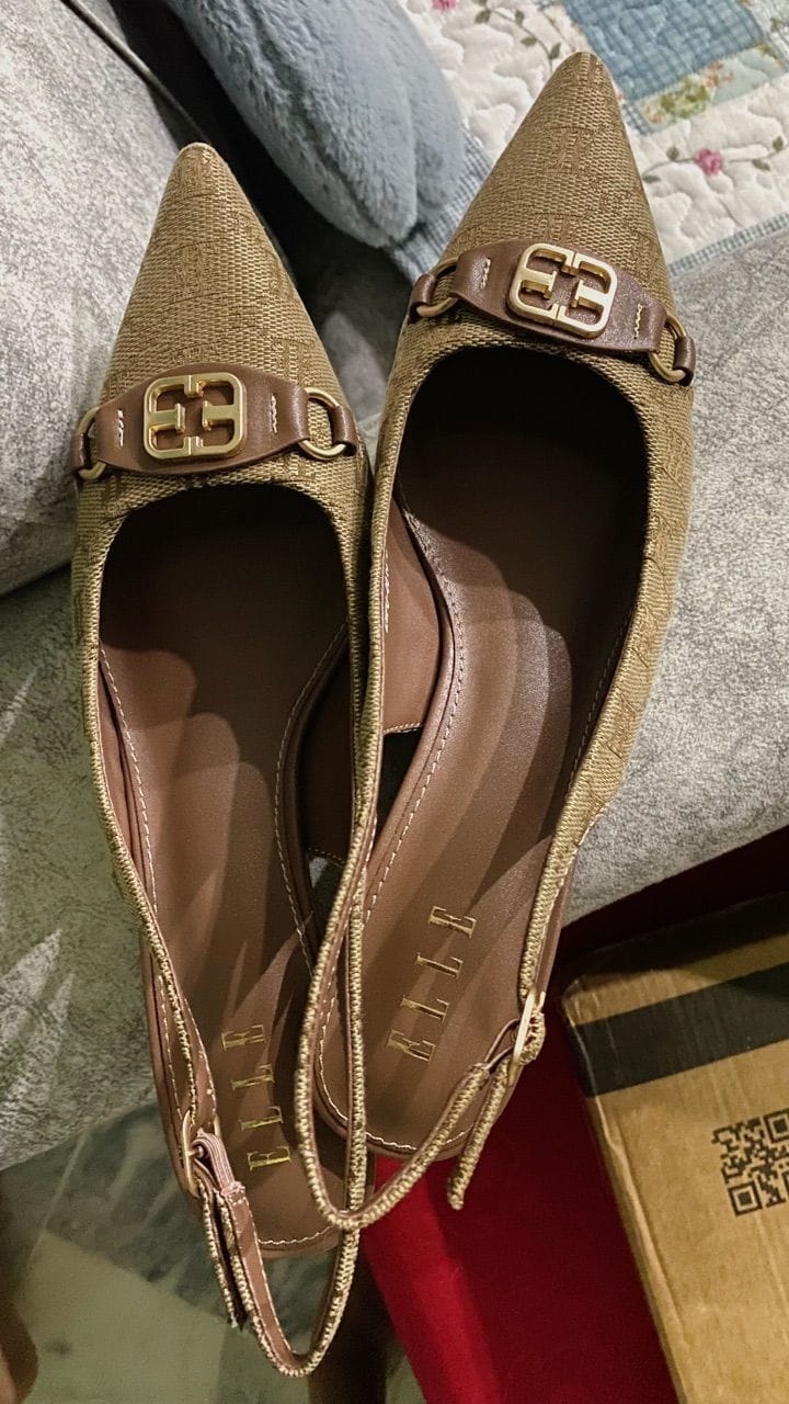 Customer photo review of Esme Microfiber Leather Pumps In Brown