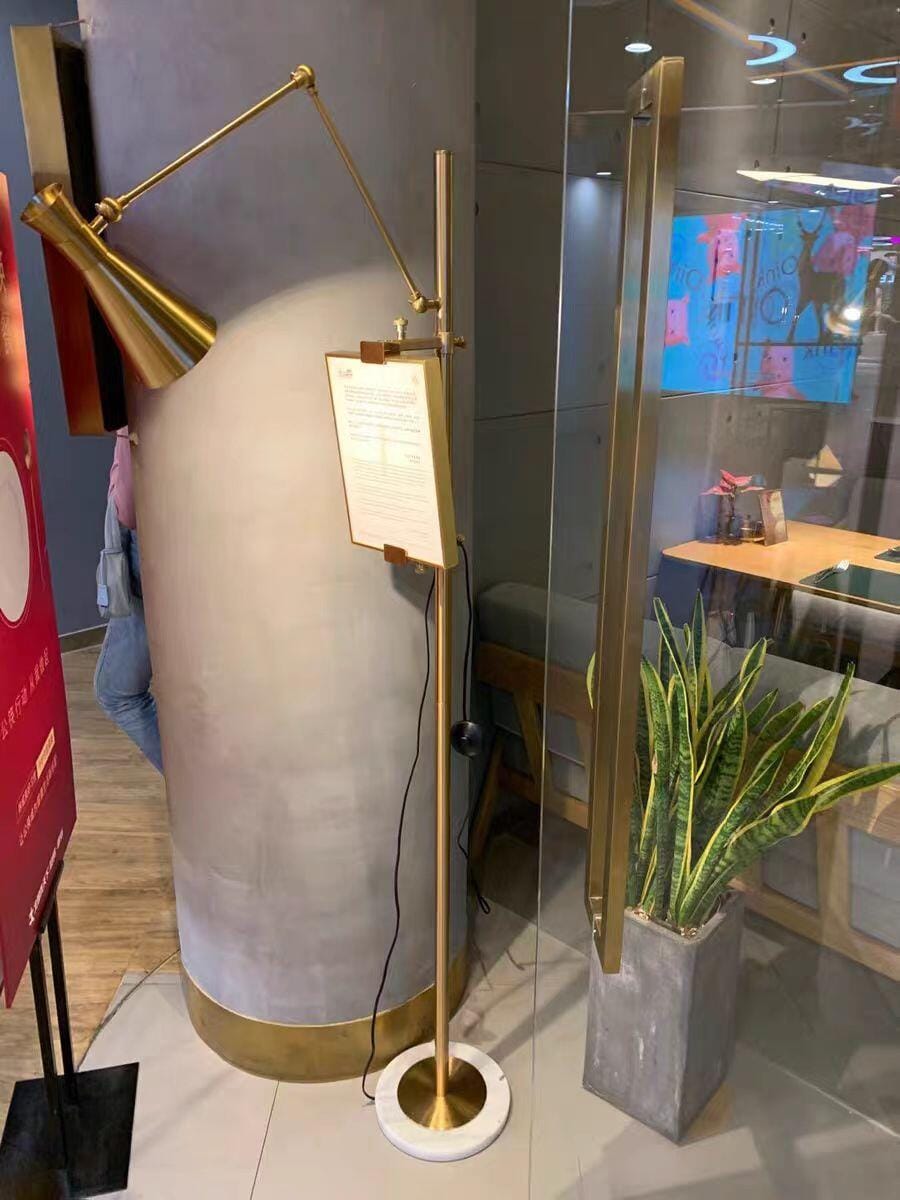 Customer photo review of Gold Floor Lamp, Marble Base, Adjustable Arc Arm, Cone Shade, 170 cm