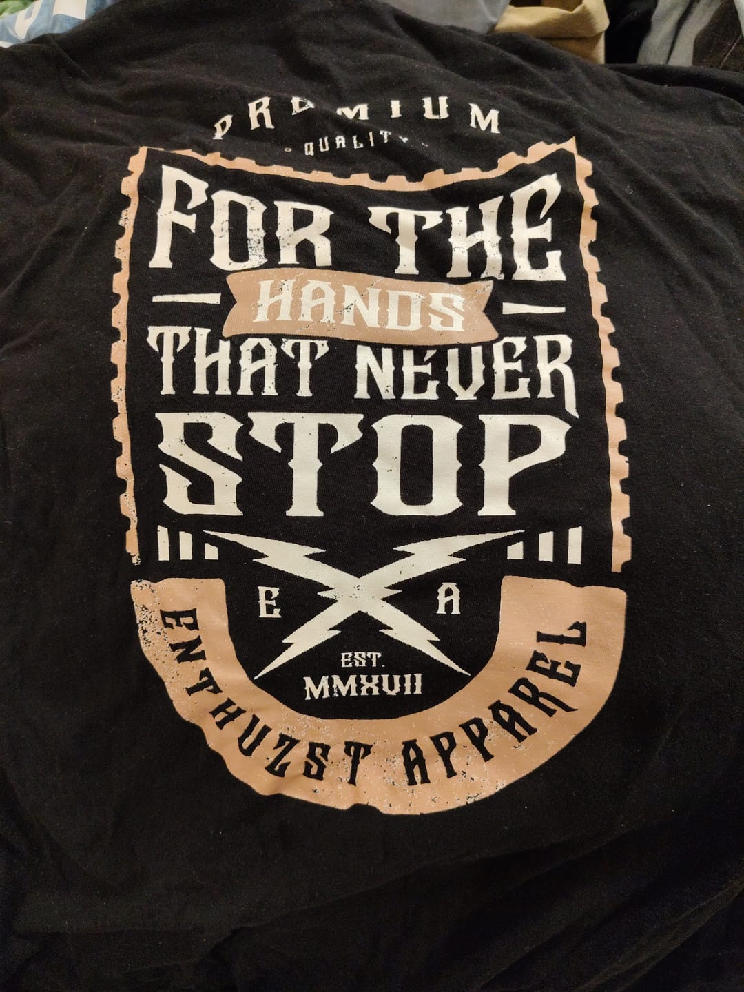 Customer photo review of WORKIN HANDS TEE
