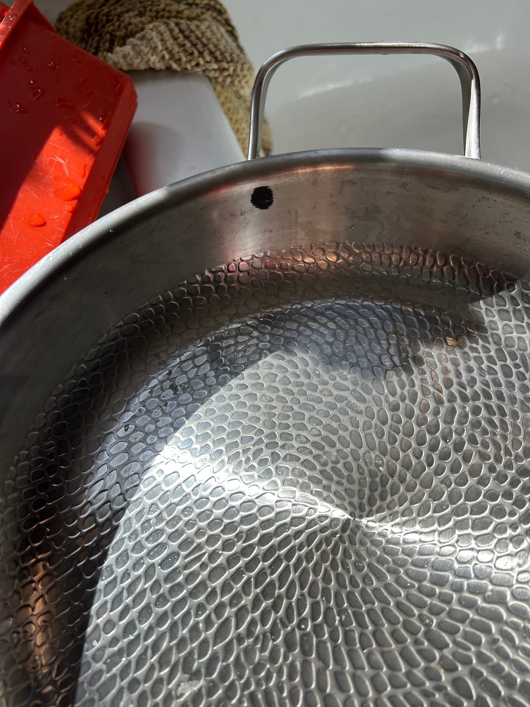 Customer photo review of Hand-Hammered Titanium Pan with Two Handles