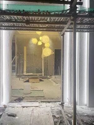 Customer photo review of Pendant Light, Textured White Sphere, Resin and Fibre Shade